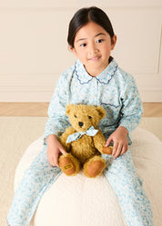 Maisie Floral Scallop Collar Long Sleeve Pyjamas in Blue (2-10yrs) Nightwear from Pepa London