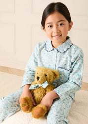 Maisie Floral Scallop Collar Long Sleeve Pyjamas in Blue (2-10yrs) Nightwear from Pepa London