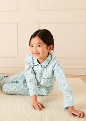 Maisie Floral Scallop Collar Long Sleeve Pyjamas in Blue (2-10yrs) Nightwear from Pepa London
