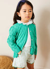 Floral Openwork Cotton Cardigan in Green (2-10yrs) KNITWEAR from Pepa London