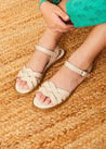 Leather Woven Detail Sandals in Beige (24-35EU) SHOES from Pepa London