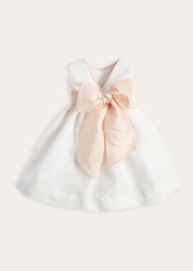 Sleeveless Ivory Flower Girl Dress with Pink Silk Sash (6mths-10yrs)