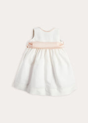 Sleeveless Ivory Flower Girl Dress with Pink Silk Sash (6mths-10yrs)