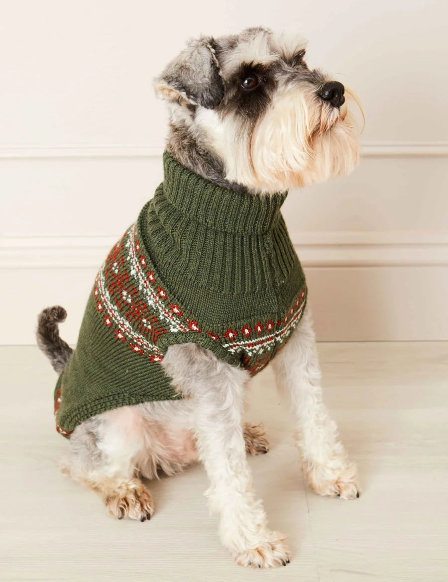 Fair Isle Dog Jumper in Green (S-M) Knitwear  from Pepa London