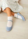 Mary Jane Suede Girls Shoes in Baby Blue (24-34EU) Shoes  from Pepa London
