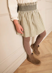 Westbury Gingham Elasticated Waist Skirt in Green (3-10yrs) Skirts from Pepa London