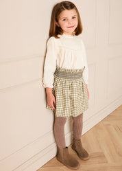 Westbury Gingham Elasticated Waist Skirt in Green (3-10yrs) Skirts from Pepa London
