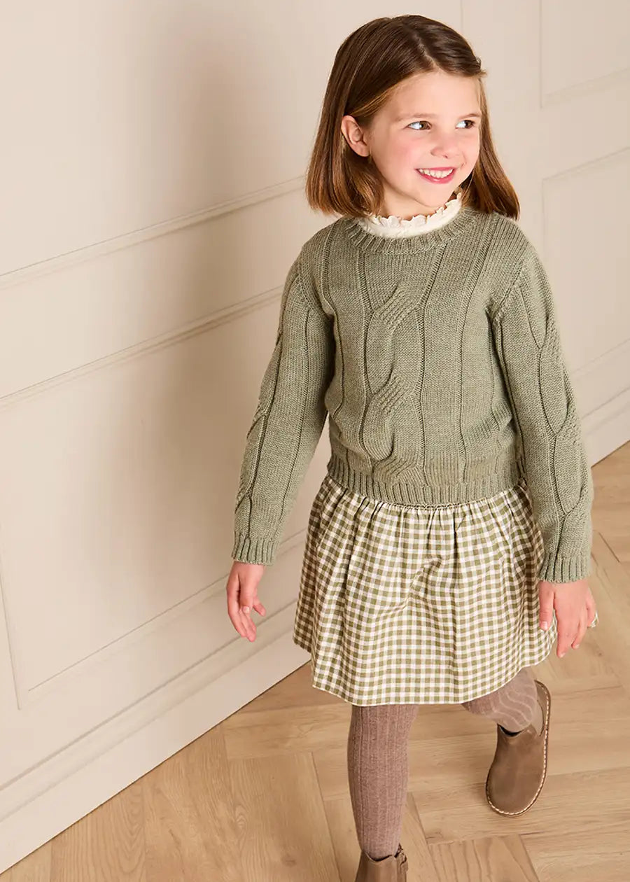 Westbury Gingham Elasticated Waist Skirt in Green (3-10yrs) Skirts from Pepa London