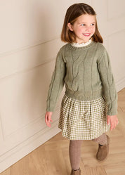 Westbury Gingham Elasticated Waist Skirt in Green (3-10yrs) Skirts from Pepa London