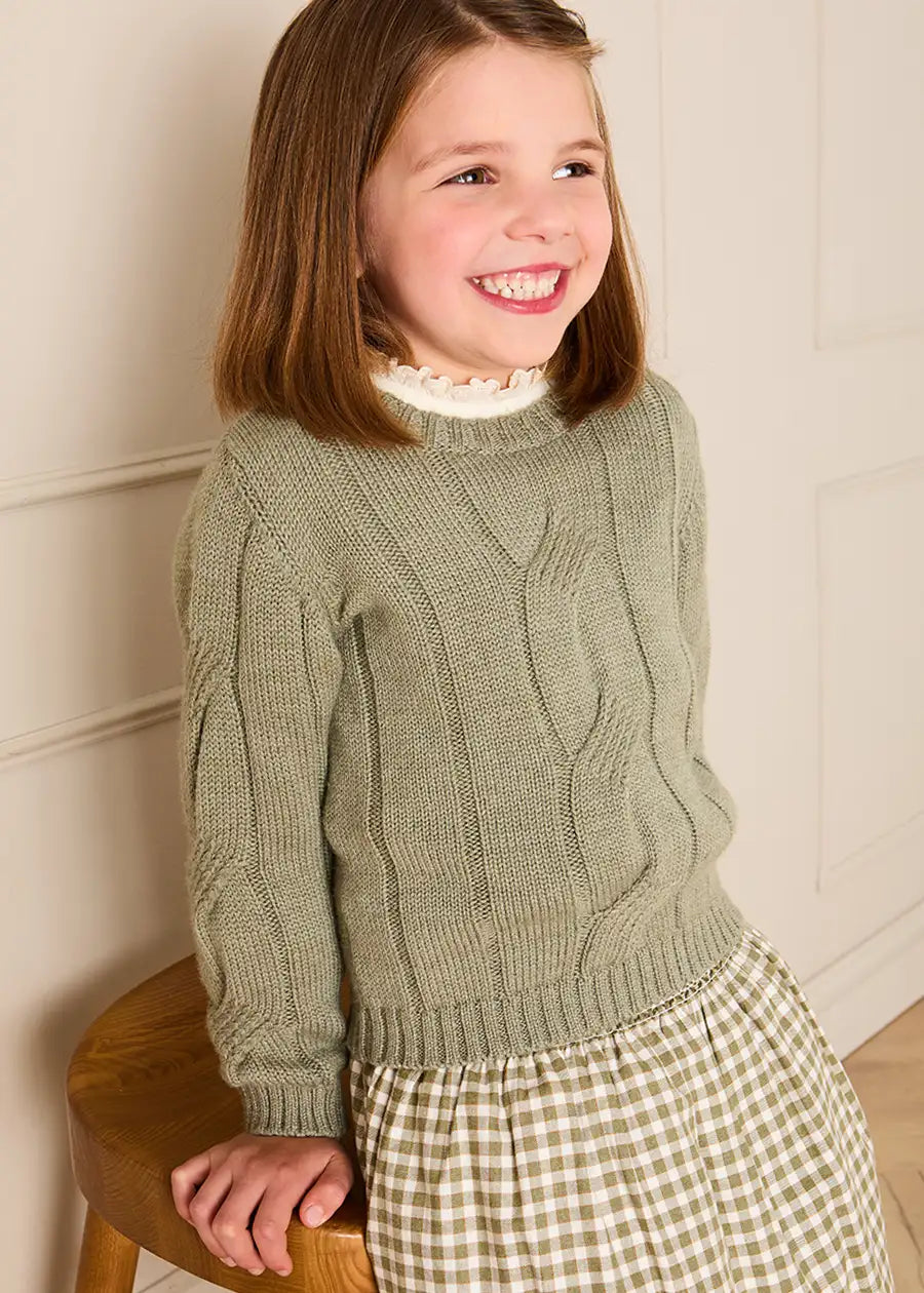 Westbury Gingham Elasticated Waist Skirt in Green (3-10yrs) Skirts from Pepa London