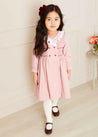 Handsmocked Double Breasted Long Sleeve Dress in Pink (12mths-10yrs) Dresses  from Pepa London