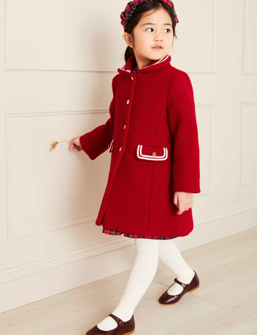Single Breasted Wool Coat in Red (4-10yrs) Coats  from Pepa London