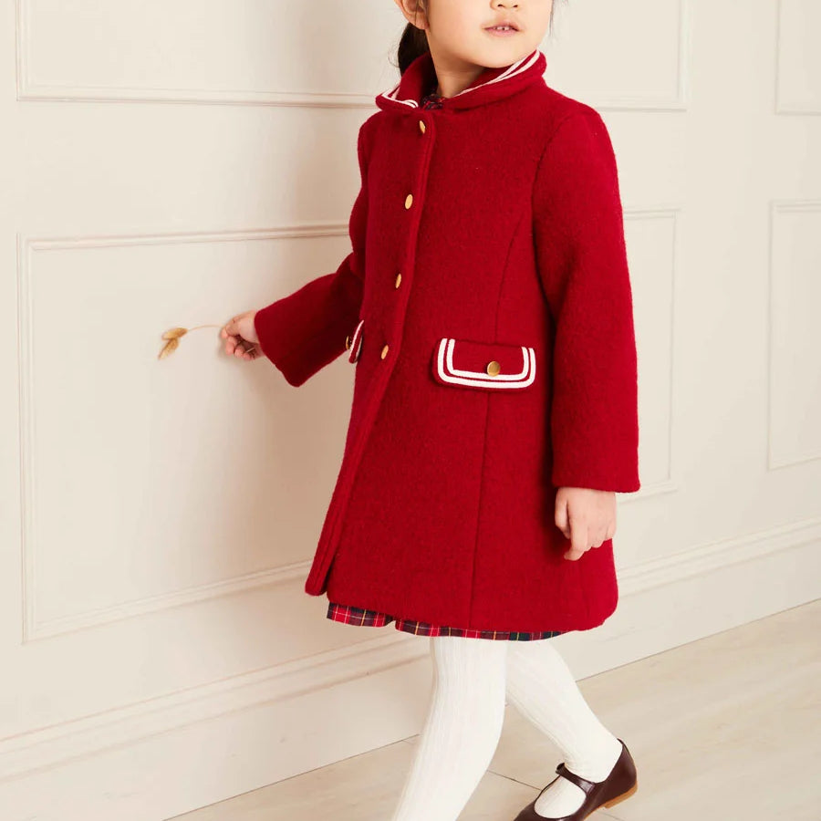 Single Breasted Wool Coat in Red (4-10yrs) Coats  from Pepa London