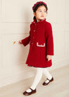 Single Breasted Wool Coat in Red (4-10yrs) Coats  from Pepa London