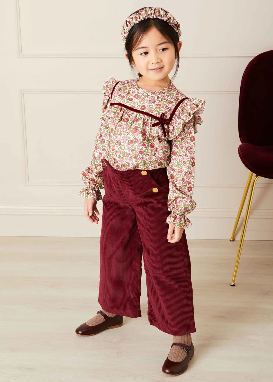 Daphne Floral Long Sleeve Blouse in Pink (12mths-10yrs) Blouses  from Pepa London