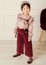 Daphne Floral Long Sleeve Blouse in Pink (12mths-10yrs) Blouses  from Pepa London