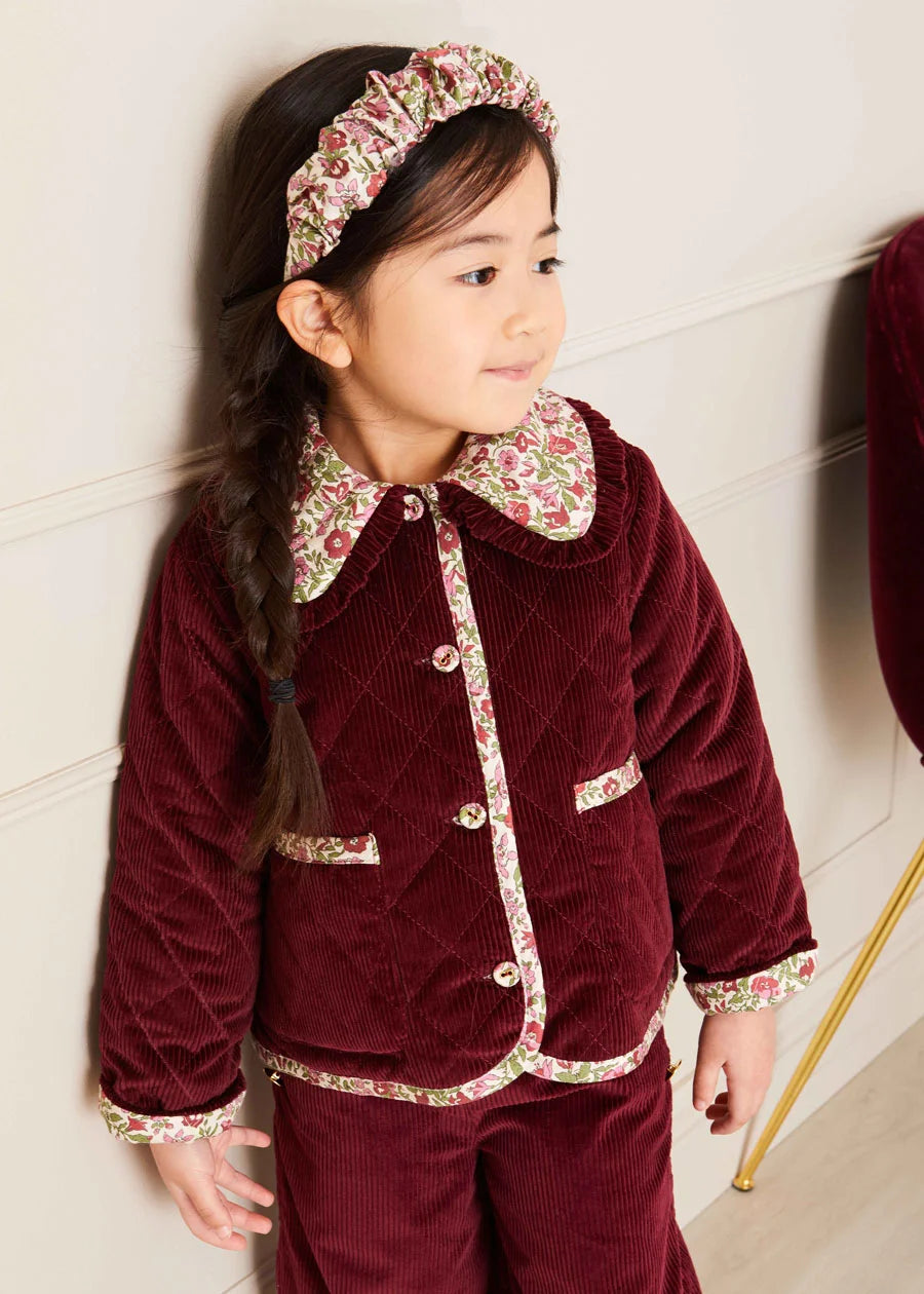 Daphne Floral Reversible Corduroy Jacket in Pink (4-10yrs) Coats  from Pepa London