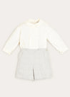 Check Peter Pan Collar Shirt And Bloomer Set In Grey (12mths-3yrs) TWO PIECE SETS  from Pepa London