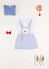 Nautical Striped Boat Embroidered Skirt with Braces in Blue (18mths-4yrs) Skirts  from Pepa London