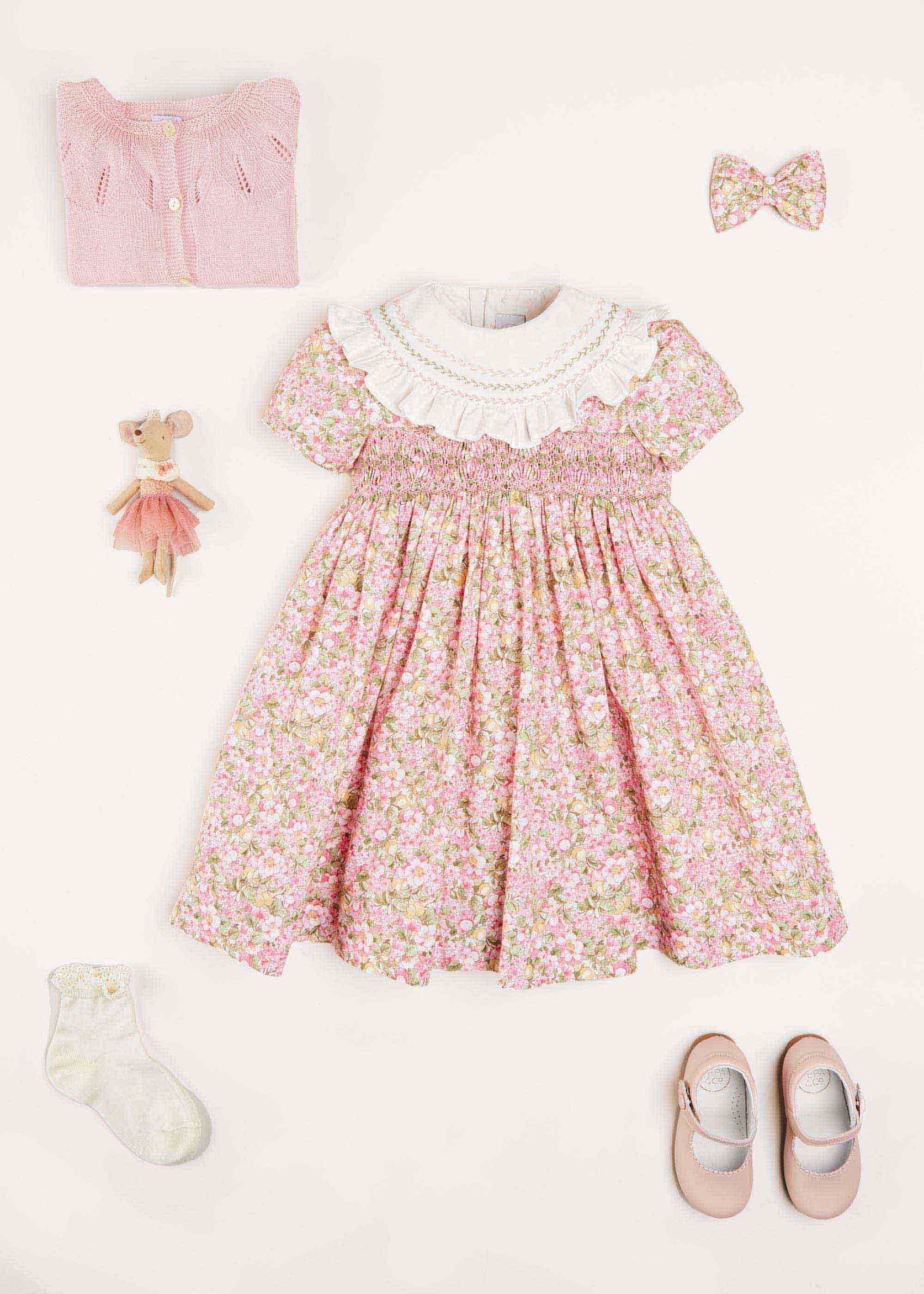 Eloise Floral Print Medium Bow Clip in Pink Hair Accessories  from Pepa London