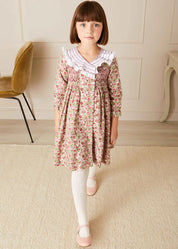 Daphne Floral Hand Smocked Double Breasted Dress in Pink (18mths-10yrs) Dresses  from Pepa London