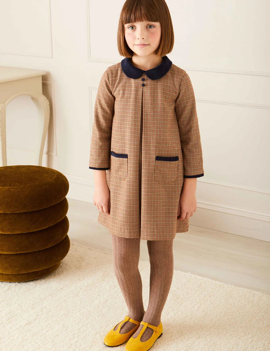 Chester Puppytooth Dress in Caramel (18mths-10yrs) Dresses  from Pepa London