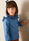 Mabel Floral Long Sleeve Blouses in Denim Blue (4-10yrs) Blouses  from Pepa London