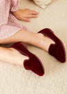 Velvet Slippers In Burgundy (24-34EU) SHOES  from Pepa London