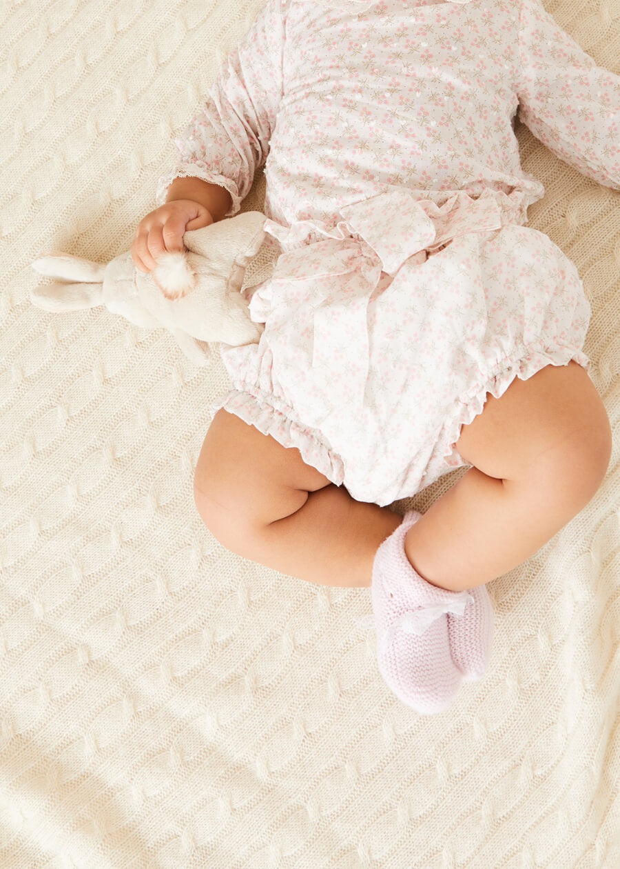 Tilly Floral Print Bloomers With Bow Detail in Pink (1-6mths) Bloomers  from Pepa London