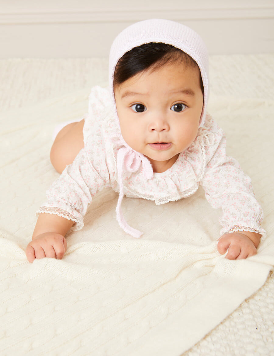 Tilly Floral Print Ruffle Collar Long Sleeve Blouse in Pink (1-6mths) Blouses  from Pepa London