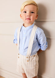 Brompton Striped Shorts With Braces in Beige (12mths-4yrs) SHORTS from Pepa London