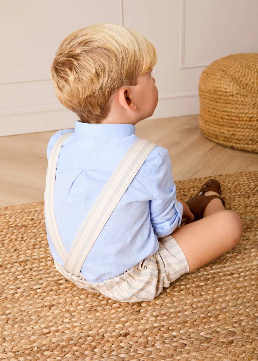 Brompton Striped Shorts With Braces in Beige (12mths-4yrs) SHORTS from Pepa London