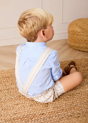 Brompton Striped Shorts With Braces in Beige (12mths-4yrs) SHORTS from Pepa London