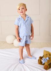 Beauchamp Gingham Short Pyjamas in Blue (18mths- 10yrs) Nightwear from Pepa London