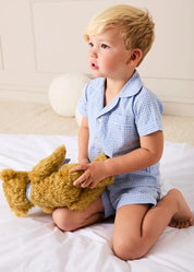 Beauchamp Gingham Short Pyjamas in Blue (18mths- 10yrs) Nightwear from Pepa London
