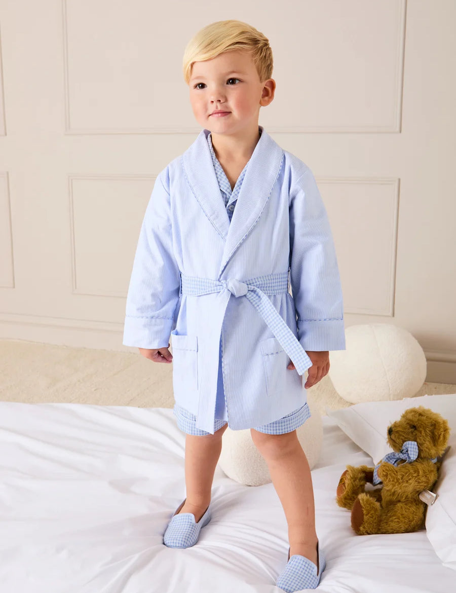 Barnaby Stripe Light Weight Dressing Gown in Blue (2-10yrs) Nightwear from Pepa London