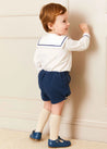 Mariner Collar Long Sleeve Two Piece Set in Blue (12mths-3yrs) Two Piece Set  from Pepa London