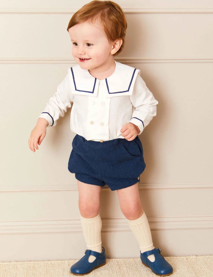Mariner Collar Long Sleeve Two Piece Set in Blue (12mths-3yrs) Two Piece Set  from Pepa London