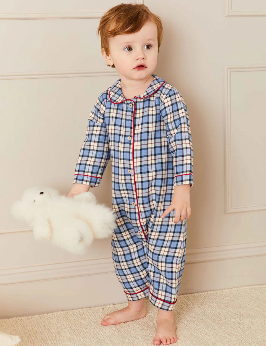 Gloucester Check Peter Pan Collar Nightwear in Blue (6mths-3yrs) Nightwear  from Pepa London