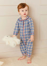 Gloucester Check Peter Pan Collar Nightwear in Blue (6mths-3yrs) Nightwear  from Pepa London