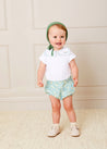 Train Embroidery Statement Collar Short Sleeve Bodysuit in Green (3mths-2yrs) Tops & Bodysuits  from Pepa London