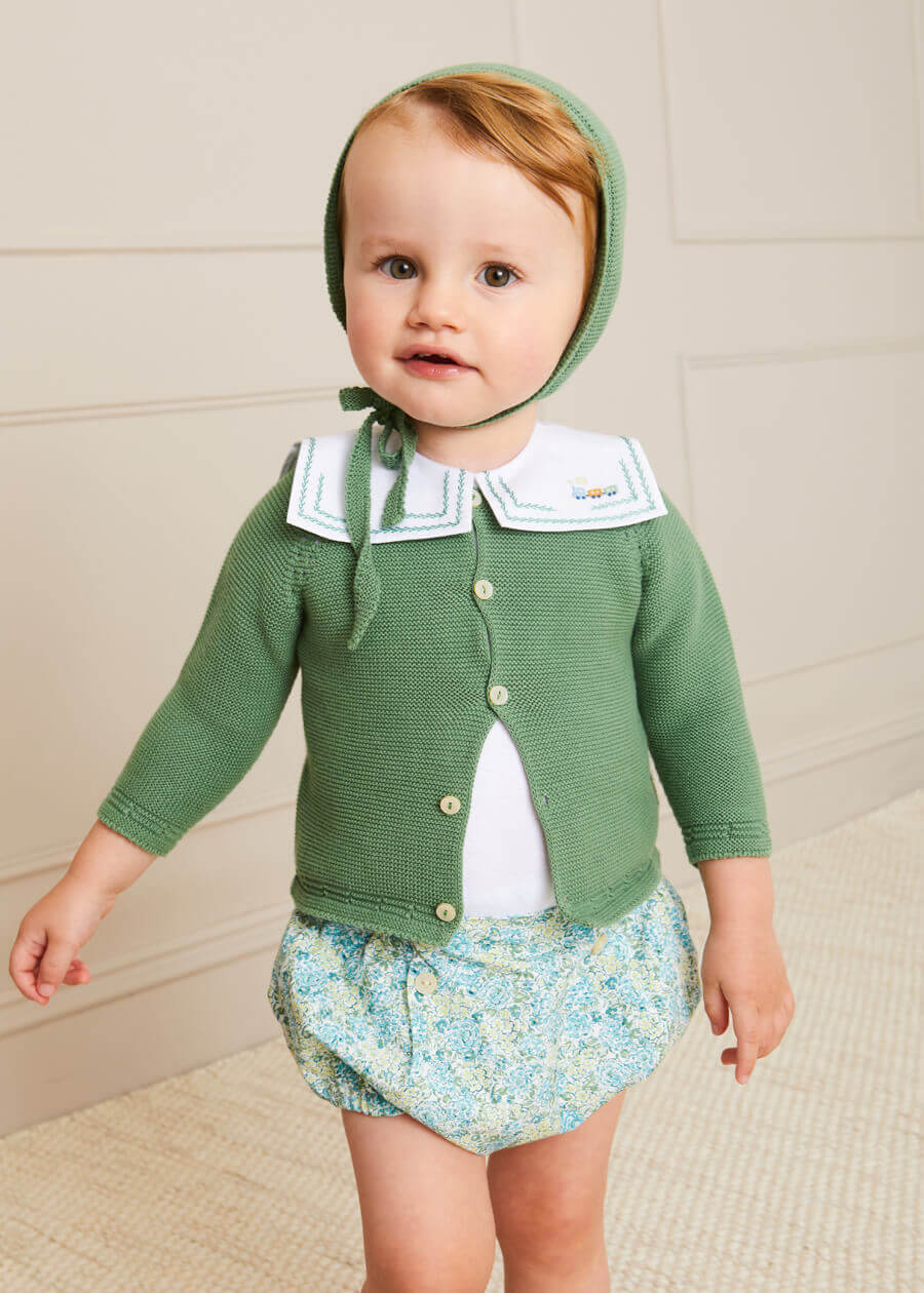 Plain Cardigan in Green (6mths-10yrs) Knitwear  from Pepa London