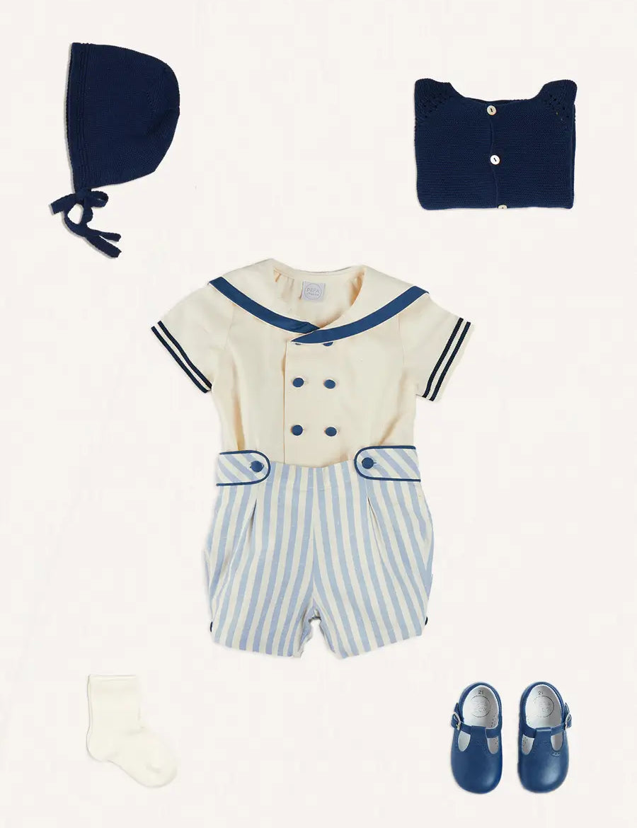 The Regency Stripe Two Piece Set Baby Boy Look Look from Pepa London