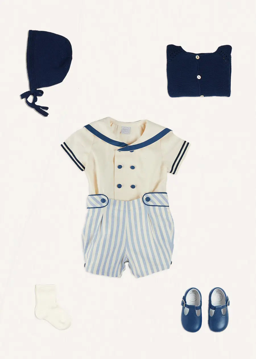 The Regency Stripe Two Piece Set Baby Boy Look Look from Pepa London
