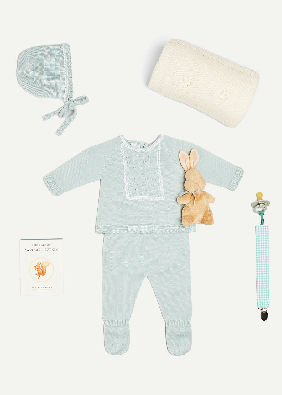 The Lace Detail Knitted Gift Set in Green Look  from Pepa London