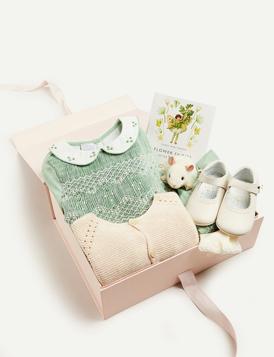 The Traditional Hand Smocked Gift Set in Green Look  from Pepa London