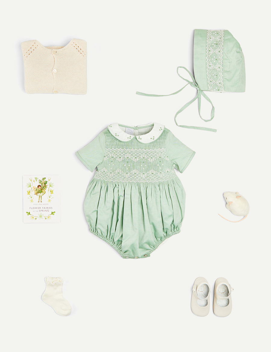 The Traditional Hand Smocked Gift Set in Green Look  from Pepa London