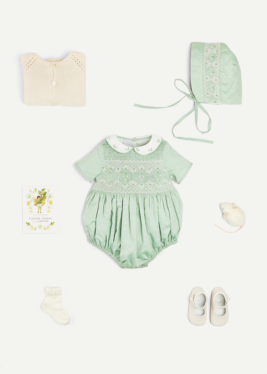 The Traditional Hand Smocked Gift Set in Green Look  from Pepa London