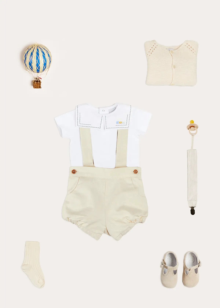 The Train Embroidery Bodysuit Baby Boy Look Look from Pepa London