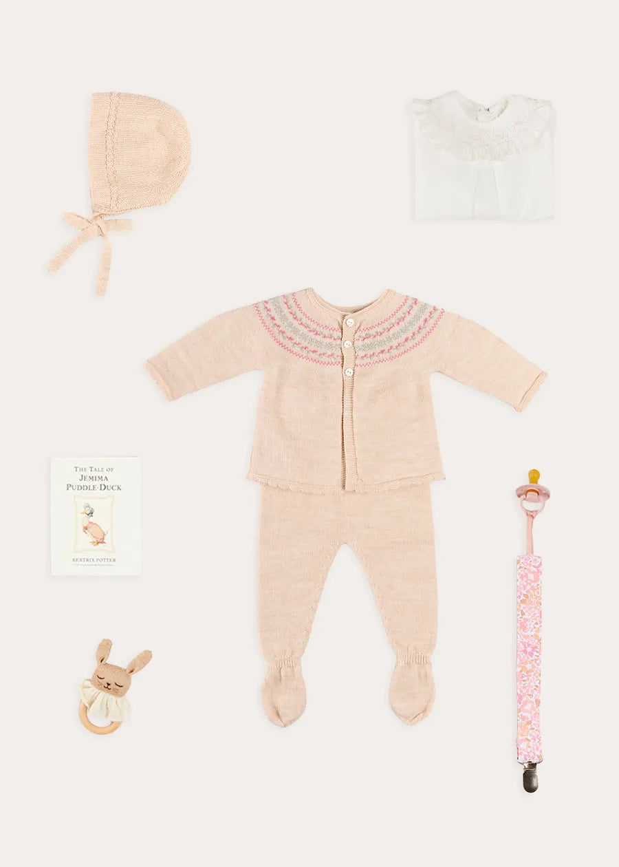 The Beige Fair Isle Knitted Set Newborn Look